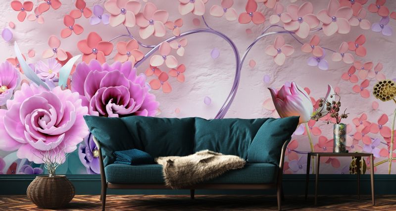 Fototapeta Abstrakcyjne DRZEWO Kwiaty 3D 400cm x 280cm zdjęcie 6