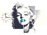 120CM 80CM ZEGAR 4 ELEM MARILYN MONROE TURKUSOWYMI USTAMI OBRAZ ŚCIENNY