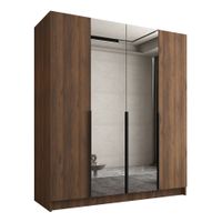 Szafa SANTI II 200 cm z lustrem-pojemna garderoba-ORZECH WARMIA+CZARNY