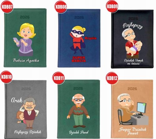 KALENDARZ A5 2026 DZIENNY NADRUK terminarz prezent na dzień babci dziadka na Arena.pl
