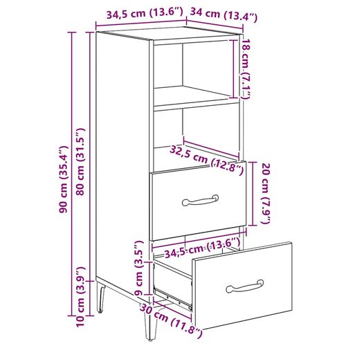 Bufet Czarny dąb 34 x 34.5 x 90 cm Materiał drewnopochodny na Arena.pl