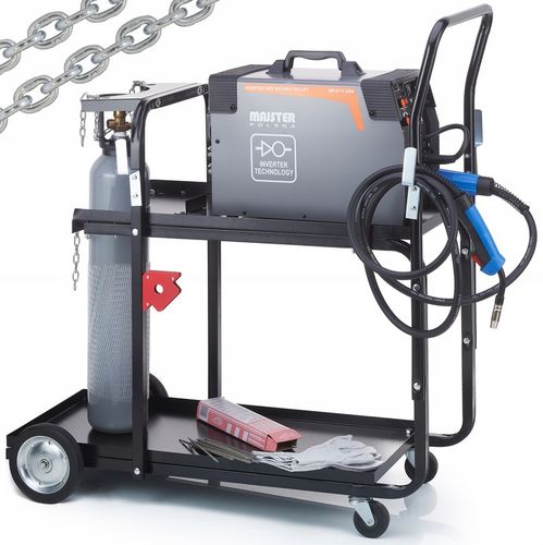 WÓZEK SPAWALNICZY DO SPAWAREK półką butle WÓZEK warsztatowy MMA MIG MP0182 na Arena.pl