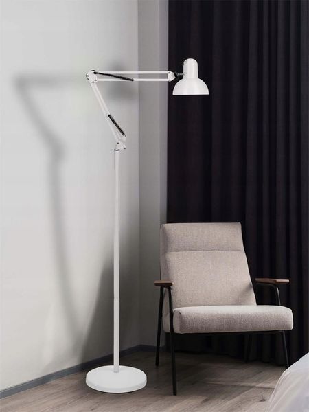 Lampa Podłogowa Stojąca Biała LED E27 Kreślarska Regulowana do zdjęcie 6