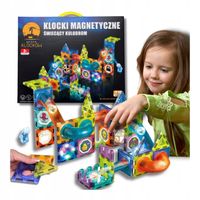 KLOCKI MAGNETYCZNE KONSTRUKCYJNE ŚWIECĄCY KULODROM TOR EDUKACYJNE PANELE 75