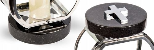 Lampion Na Pomnik Na Nagrobek srebrny stal nierdzewna + czarny granit na Arena.pl