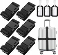 PAS ZABEZPIECZAJĄCY do WALIZKI BAGAŻU CZARNY torby spinający pasy 6szt + za