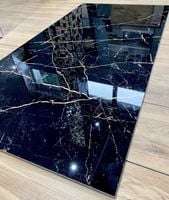 Czarny marmur POLER złota żyłka gres 120x60 POŁYSK