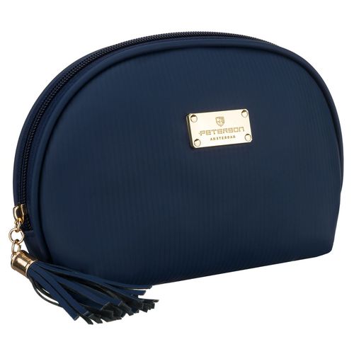 granatowa kosmetyczka z materiału syntetycznego zamykana suwakiem na Arena.pl