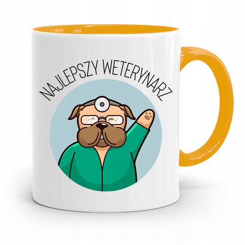 Kubek Żółty Weterynarza Najlepszy Weterynarz Z Nadrukiem Ze Zdjęciem na Arena.pl