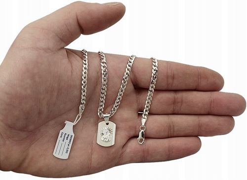 Łańcuszek Srebrny Diamentowany 3,80 mm z Medalikiem pr 925 Grawer Gratis na Arena.pl