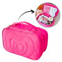 kosmetyczka damska pikowana kuferek z rączką 24 x 9 x 15 cm ks132r