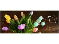 100X40CM ZEGAR KOLOROWE TULIPANY OBRAZ