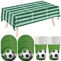 Zestaw urodzinowy OBRUS TALERZYKI KUBECZKI PIŁKA NOŻNA FOOTBALL PIŁKARZ