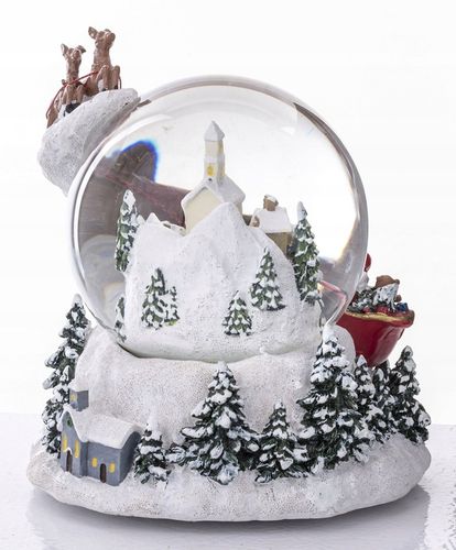 SZKLANA KULA ŚNIEŻNA 20CM Z POZYTYWKA ŚWIĄTECZNA ZE ŚNIEGIEM ŚWIĘTY MIKOŁAJ na Arena.pl