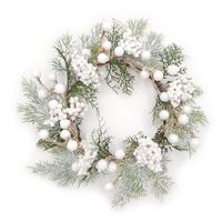 WIANEK ŚWIĄTECZNY OŚNIEŻONY BIAŁY STROIK ZIMOWY 30 cm