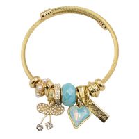 Bransoletka charms modułowa sztywna regulowana kolor złoty Wisienki 18