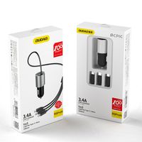 3w1 ładowarka samochodowa usb + wbudowany kabel lightning usb-c micro