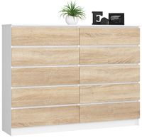 KOMODA K 160 cm 10 SZUFLAD BIAŁA / SONOMA