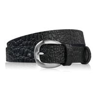 pasek damski skórzany 110 cm do spodni wąski czarny croco srebrna klamra