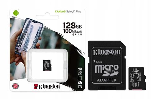 kingston karta pamięci microsd 128gb canvas select plus 100mb/s adapter na Arena.pl