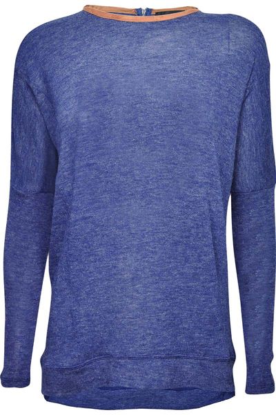Granatowa Luźna Bluzka Zip - 36 / S zdjęcie 1