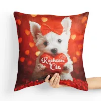 Poduszka na walentynki - Piesek Kocham Cię Tył poduszki: - Czerwony