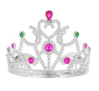 Korona diadem księżniczki srebrna z kolorowymi kamieniami