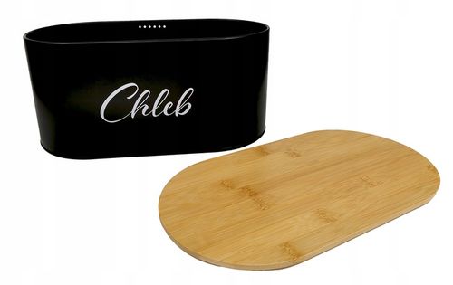 CHLEBAK POJEMNIK NA PIECZYWO Z POKRYWĄ DESKĄ DO KROJENIA CZARNY CH01 na Arena.pl