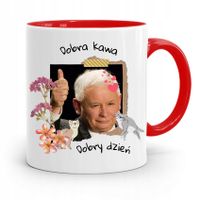 Kubek Czerwony Śmieszny Pis Jarosław Kaczyński Z Nadrukiem Ze Zdjęciem