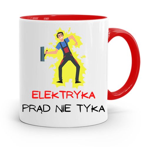 Kubek Czerwony Elektryka Elektryka Prad Nie Tyka Z Nadrukiem Ze Zdjęciem na Arena.pl