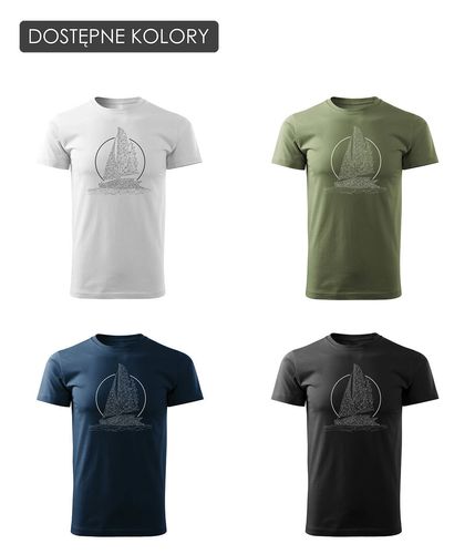 Koszulka żeglarska dla żeglarza z jachtem żaglówką męska granatowa REGULAR XXL na Arena.pl