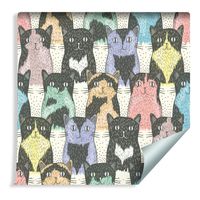 Tapeta Dla Dzieci - Zabawne Kotki - Styl Skandynawski