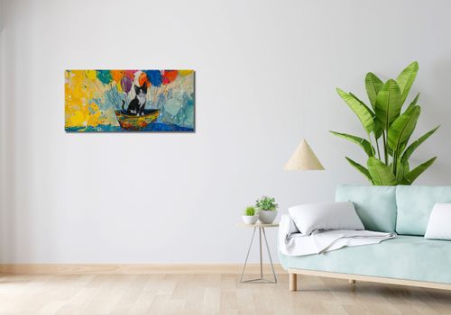 Obraz 90x40cm Kot na Łodzi na Arena.pl