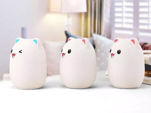 Lampka nocna dla dzieci led kot kotek rgb dotyk na Arena.pl