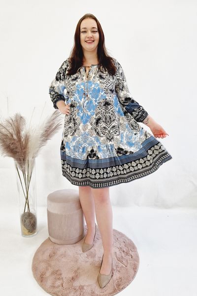 Zwiewna Sukienka w Stylu Boho Niebieska UNI zdjęcie 5