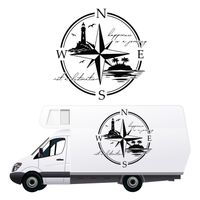 NAKLEJKA NA BOK AUTA dekoracyjna wodoodporna róża wiatrów KAMPER auto 70cm