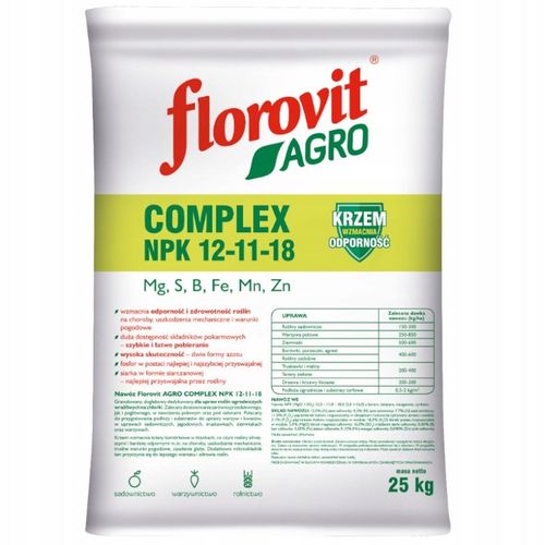 NAWÓZ WIELOSKŁADNIKOWY 25kg NPK 12-11-18 GRANULOWANY FLOROVIT AGRO COMPLEX na Arena.pl
