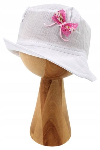 KAPELUSZ DLA DZIEWCZYNKI LETNI SŁONECZNY KAPELUSZ DZIECIĘCY BAWEŁNA MUŚLIN na Arena.pl