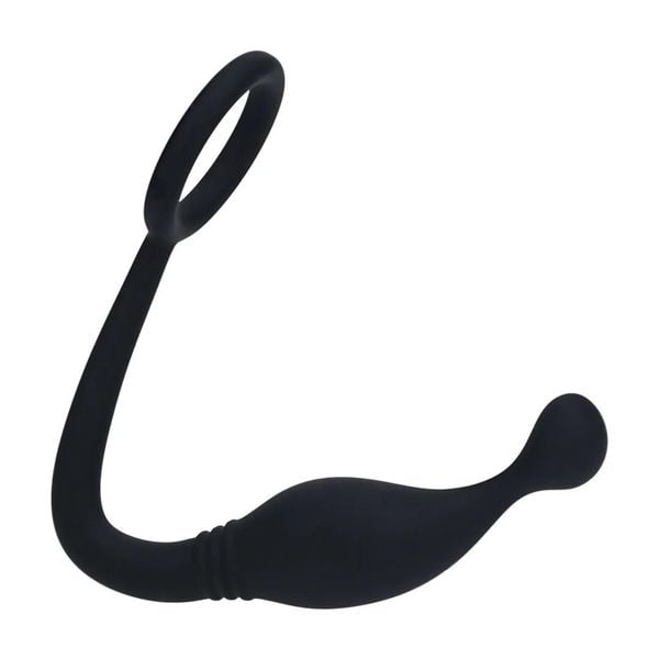 Silicone Cockring With Prostate Stimulator - M - Black zdjęcie 1