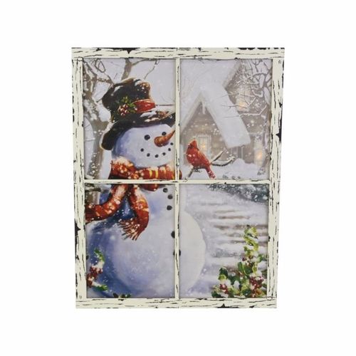 Obraz na ścianę "Bałwanek w oknie", 3 LED, 49 x 38,5 cm na Arena.pl