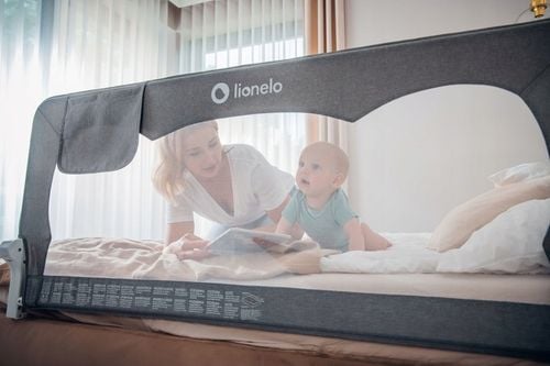 Barierka BRAMKA ZABEZPIECZAJĄCA do łóżka WYSOKA 150x66cm BEŻ Lionelo na Arena.pl