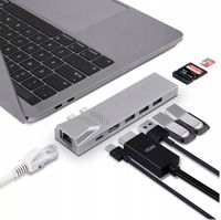 4Apple.pl HUB 2xUSB-C Thunderbolt HDMI LAN USB Macbook AIR PRO M1 M2 M3