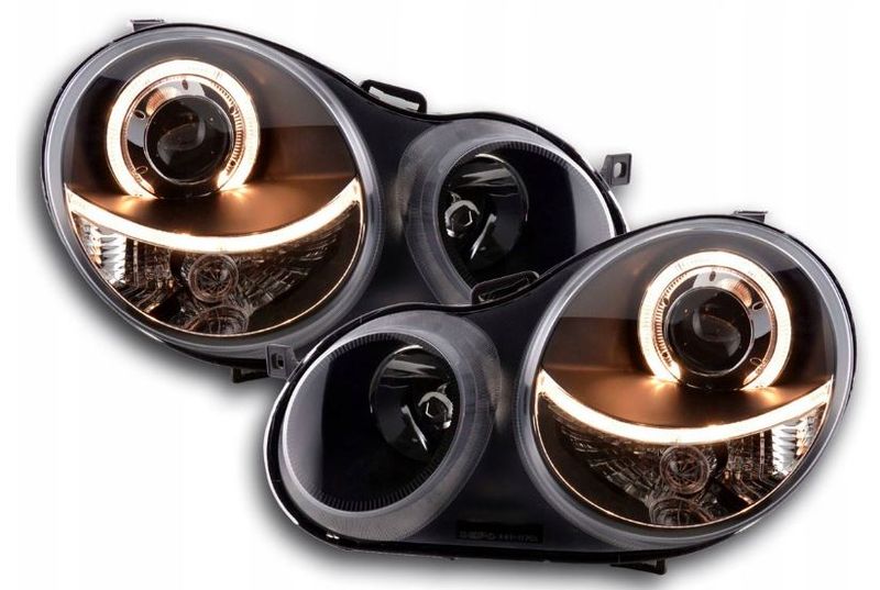 LAMPY Reflektory Do Twojego VW POLO 9N 2001-2005 RINGI BLACK DEPO Soczewki zdjęcie 3