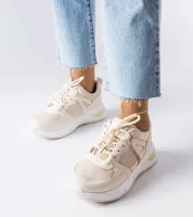 Beżowe sneakersy z łączonych materiałów Caya 39