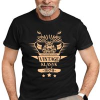 Vintage klasyk - 1976 - męska koszulka na prezent Czarny XS T-shirt - męski