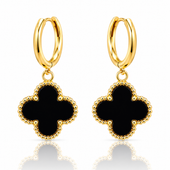 kolczyki ze stali szlachetnej pozłacane 14k złotem, wiszące czarne
