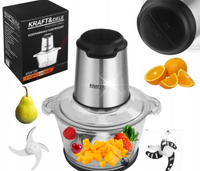ROZDRABNIACZ ELEKTRYCZNY DO MIĘSA I WARZYW 2L MOCNY BLENDER SOLIDNY PORĘCZN