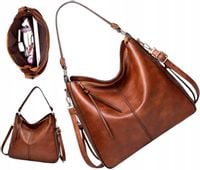 Damska Torebka Skórzana Brązowa Miejska Pojemna A4