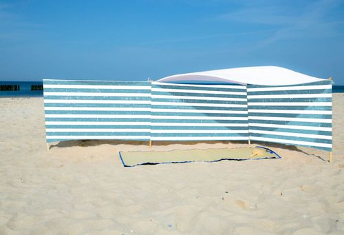 PARAWAN PLAŻOWY Niebieskie paski z indywidualnym napisem 5 PANELI 59.5 na Arena.pl