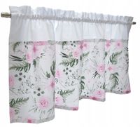 ZAZDROSTKA firana kuchenna KWIATY in garden RÓŻOWY bawełna 300x40